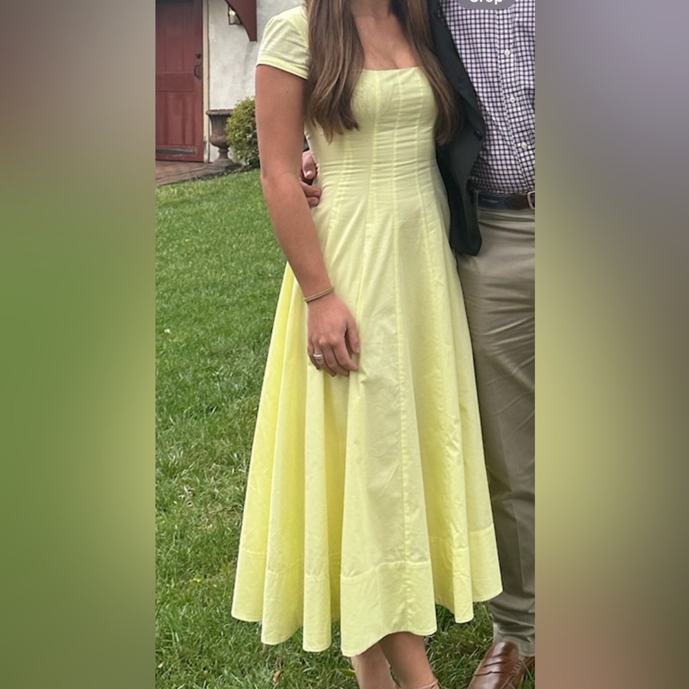 STAUD Short Sleeve Wells Dress in Yellow